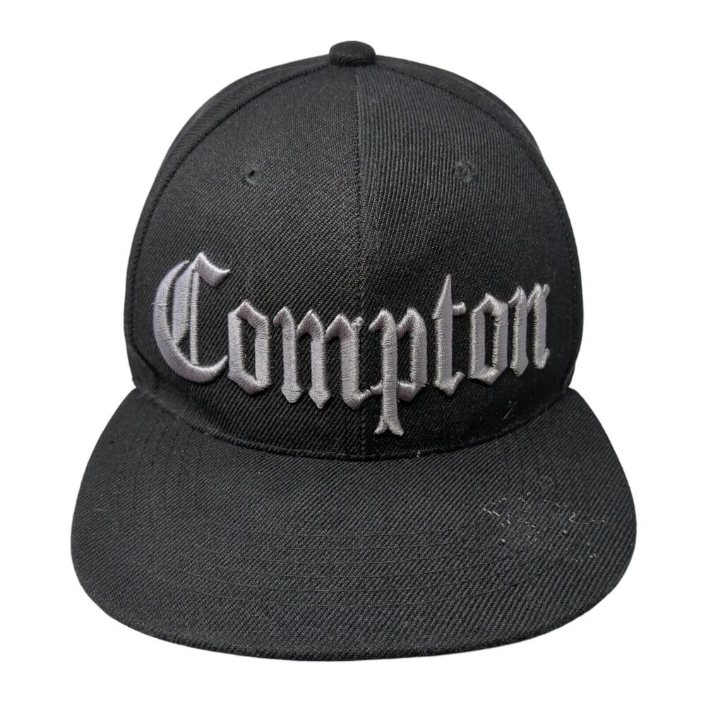 Compton Snapback Hat Black One Size Adjustable Embroidered 6 Panel Big Bear